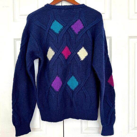 Vintage Sweater Colours by Alexander Julian Crew Neck Geometric Sweater Size L - Picture 3 of 7